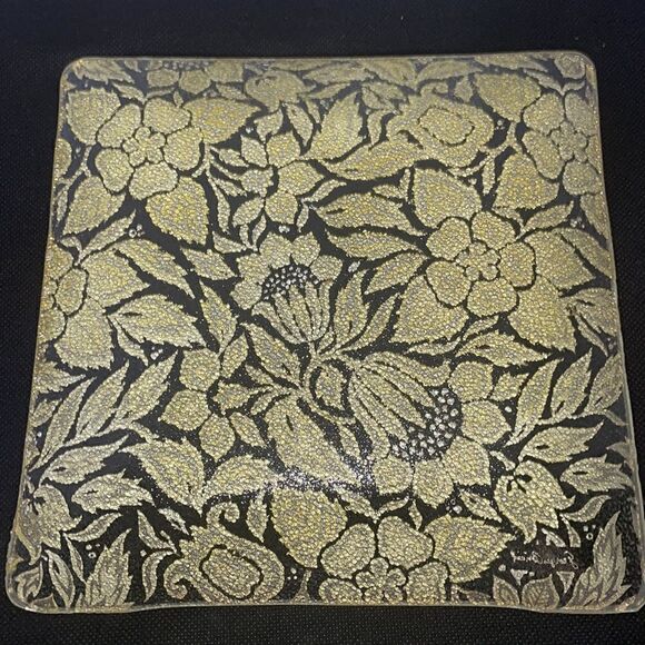 Vintage square dish with a floral print - Picture 4 of 5